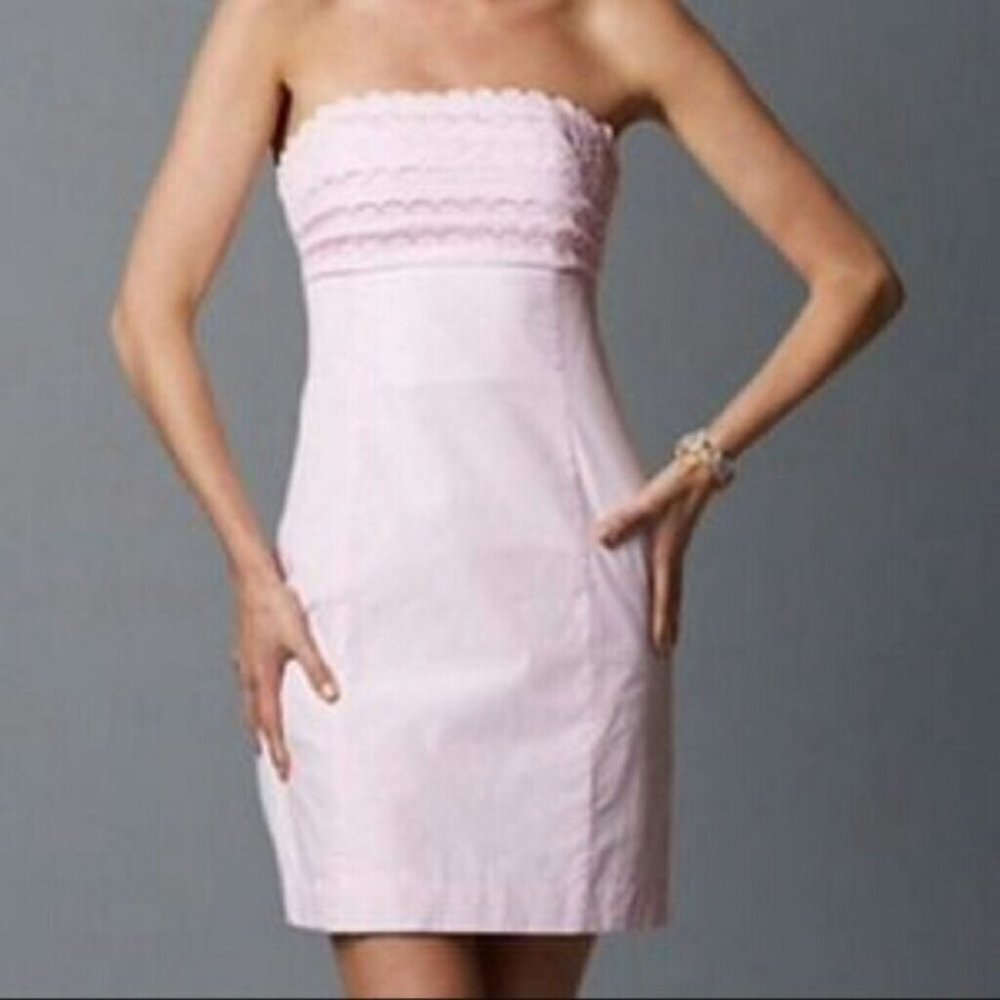 LILLY PULITZER pink scalloped strapless dress